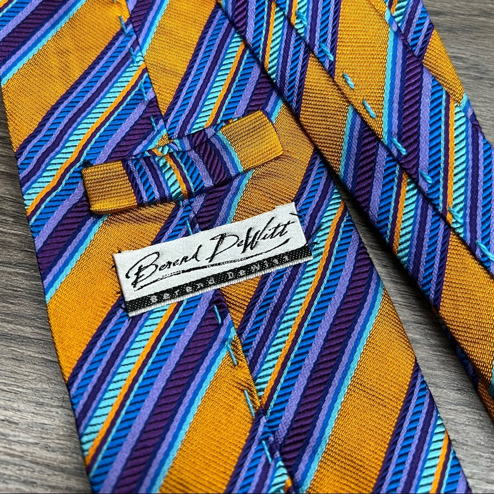 Berend DeWitt Gold, Purple & Blue Stripe Silk Tie